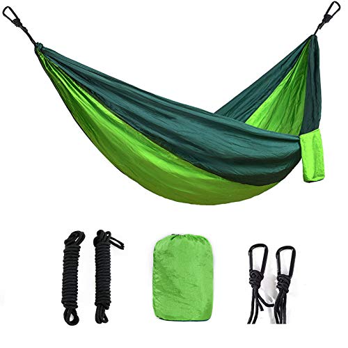 Lightweight Portable Parachute Nylon Camping Hammock with 2 Tree Straps - Single & Double Sizes Available from Ocodio