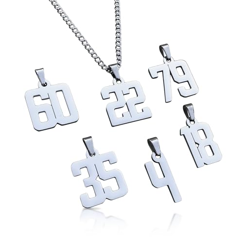 Elite Athletic Gear 00-99 Custom Number Pendant With Chain Necklace - Stainless Steel