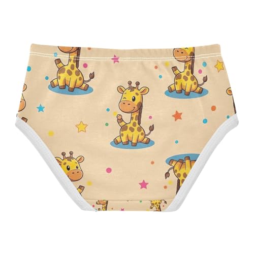 Panties for Girls, Cute Giraffes Beige Toddler Girl Panties, Cotton Underwear for Girls, 2T–8 Years2