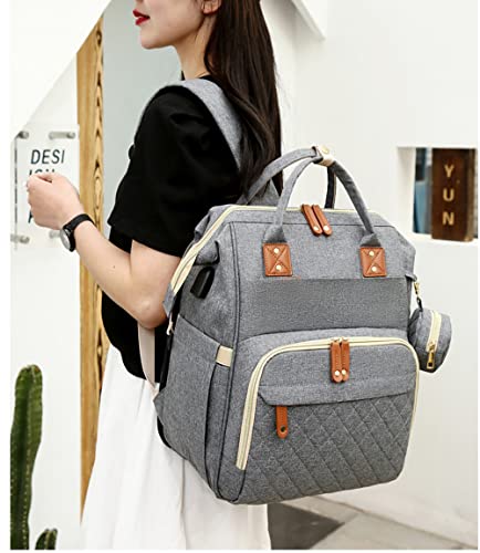 Axcone Baby Diaper Bag Backpack With Changing Pads Mommy Bags Boys Girl Unisex Multifunction Travel Baby Stroller Large Capacity Grey #TOP5