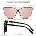 LYZOIT Oversized Cat Eye Sunglasses for Women Big Large Cateye Frame Shades Fashion Vintage Sun glasses Black Mirrored Rose Gold