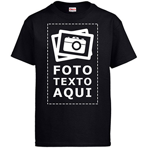 Diver Camisetas Camiseta Personalizada con Foto - Negro, S