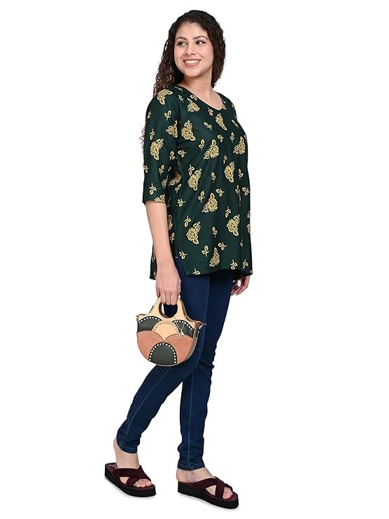 Image of Women's Rayon Printed Short Kurti Pack of 2 - Regular Fit Ethnic Wear | Comfortable Casual & Festive Kurtas for Women