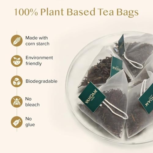 Image of VAHDAM, Earl Grey Black Tea Bags (100 Count) Medium Caffeine, Non GMO, Gluten Free | Citrus Bergamot & Smooth | Resealable Ziplock Pouch | Plant Based Tea Bags