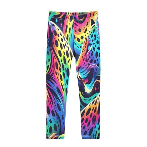Toddler Girls Leggings Printed Yoga Pants Leggings Rainbow Cheetah for Kids