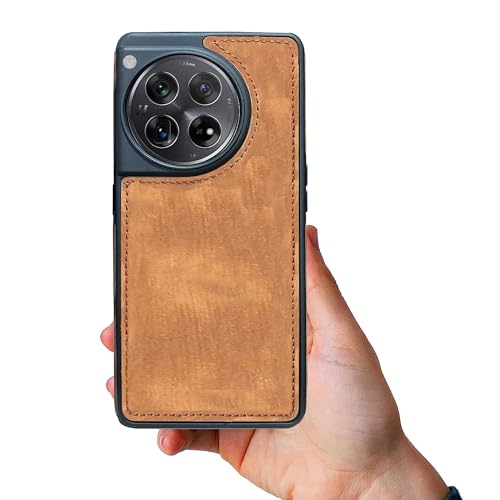 Image of A rtistque Premium Pu Leather Back Cover Case for OnePlus 12 5G | with Inner Fabric |Smooth Hand Feel | Drop Protection | Raised Camera Edge | Stylish Design | OnePlus 12 Back Cover - Brown