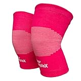 Bear KompleX - Knee Sleeves for Men and Women - Compression Stability Protection for Weightlifting, Workouts, Sports, Running, Wrestling, Squats, Cross Training, and Gym Use - 5-7mm Pair, Medium, Pink