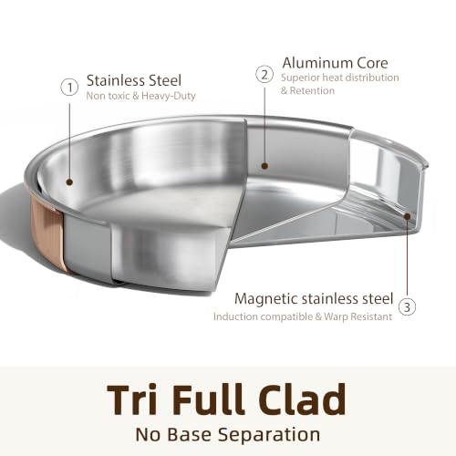 Image of CAROTE 21pcs Tri-Ply Stainless Steel Cookware Set with Detachable Handle