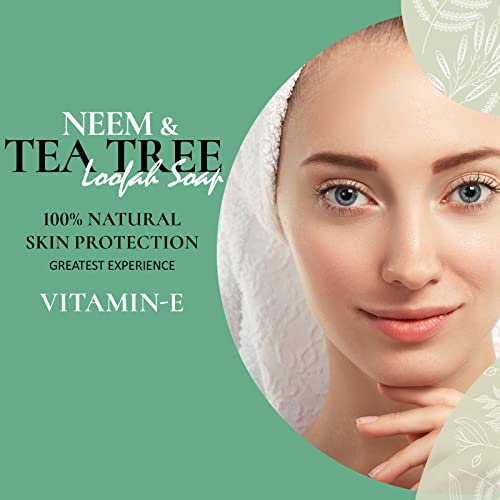 Herboganic Natural Handmade Neem & Tea Tree Loofah Soap Exfoliating, And Moisturizing With Herbal And Essential Oils For Sensitive Skin #TOP1