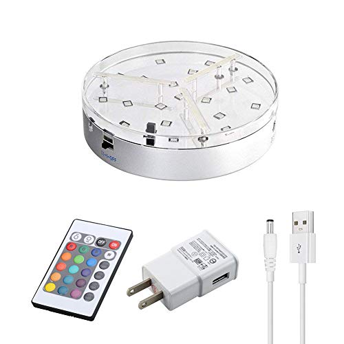 Under Vase Light,6inch Multicolors RGB LED Base Vase Light, Base 6