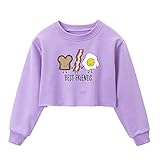 XLXUXU Girls Crop Tops Sweatshirts Kids Cute Long Sleeve Printings Fashion Pullover Shirt Best Friends Purple