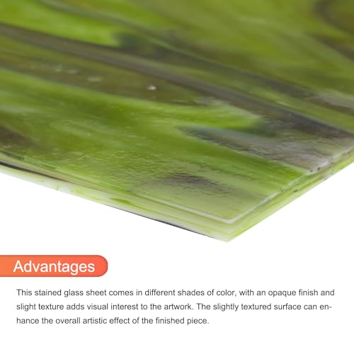 sourcing map Buntglasplatte Mosaikfliese 7,9 Zoll x 5,9 Zoll Armee Grün Buntglasplatten für Bastelarbeiten DIY Kunstprojekt