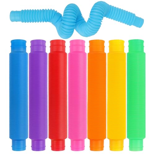 VEYLIN 8-Pack Large Pop Tubes Sensory Fidget Toys For Children or Adults Autism and Special Needs Reduce Anxiety and Stress Bendable Tubes for DIY and Anxiety Suitable for Kids & Adults with ADHD