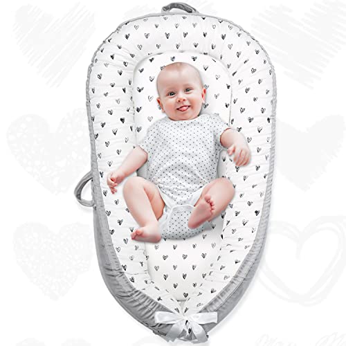 Image of JOCUTE Baby Lounger,Portable Cosleeper, Polyester Cotton Infant Nest Cover, Comfortable Newborn Lounger, Ultra Baby Shower, Travel Baby Bed