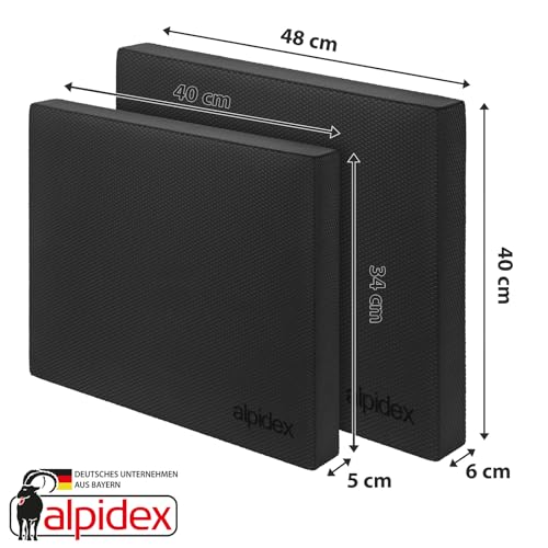 ALPIDEX Balance Pad 48x40x6 cm Balancekissen Schwarz inkl. 3 Fitnessbänder Stabilität Koordination Verbessertes Gleichgewicht Kissen Rutschfest Wackelkissen Balancegerät Gleichgewichtstrainer
