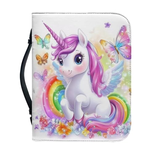 Butterfly and Unicorn Bible Cover Case PU Leather Pink Bible