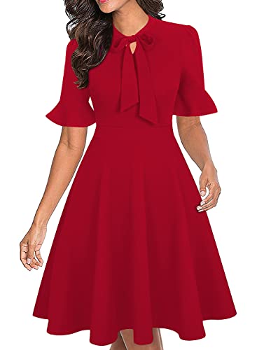 Image of Women Summer Floral Ruffle Sleeve Wear to Work Church Wedding Guest Party Dresses