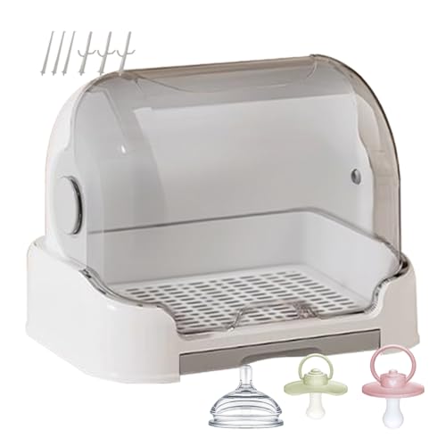 Organizador de almacenamiento de biberones | Caja de almacenamiento grande con estante de secado para biberones | Estuche extraíble para guardería para mordedor chupete de alimentación para niños