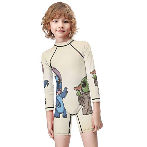 TiiMi Party Baby Toddler Boy Swimsuit Rash Guard Swimwear One Piece,Baby Yoda and Stitch