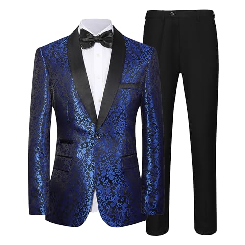 Mens Suit Set 2 Piece Floral Suits for Men Wedding Tuxedo Prom Party Dinner Jacket and Pants