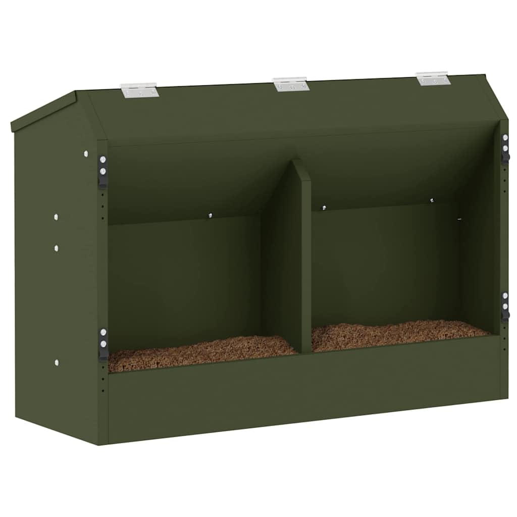Comedero para conejos verde oliva de acero laminado en frío, 64,5 x 25,5 x 45,5 cm, resistente a la intemperie y al agua, con capacidad de 6 kg, para interior y exterior, práctica solución de