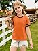 Haloumoning Girls Short Sleeve T Shirts Kids Summer Crewneck Color Block Tops Fashion Tees 5-14 Years Orange