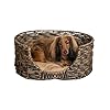 DBD4001B Perri 24″ x 18″ Classic Farmhouse Handwoven Hyacinth Oval Pet Bed with Machine-Washable Cushion, Brown
