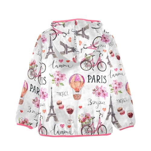 OTVEE Paris Eiffel Tower Bike Flowers Kids Hoodie Jacket Fall Spring Full Zip Warm Outwear Coat2