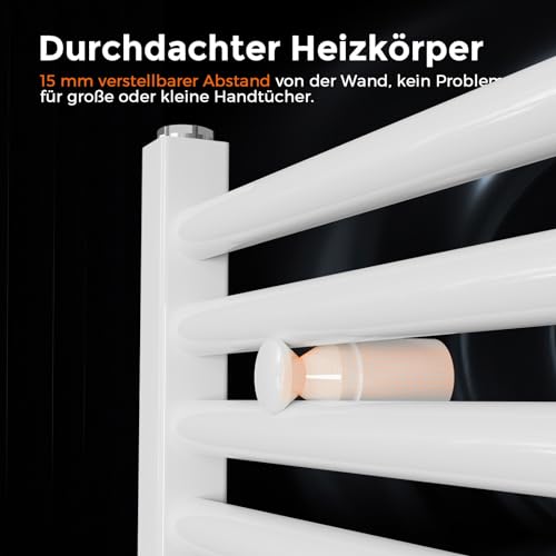 Heilmetz Badheizkörper Elektrisch 1000x400mm Badheizkörper Elektrisch mit Thermostat 300W Seitenanschluss Weiß gerade Badheizkörper mit Timer+Temperaturregler+Thermostat+LCD-Displays Energiesparend