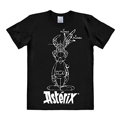 Logoshirt T-Shirt Astérix & Obélix - Astérix - Esquisse - Sketch - T-Shirt Astérix - T-Shirt à col Rond de Noir - Design Original sous Licence, Taille 3XL