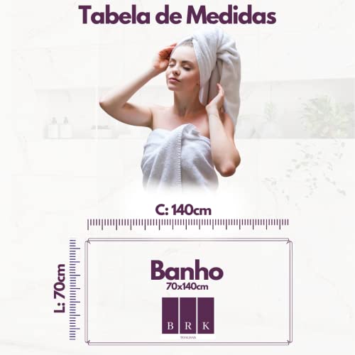 Kit 06 Toalhas de Banho Efeito Canelada Felpuda 70x140cm 370g/m² Mega Absorção Hotel/Pousada Barra D