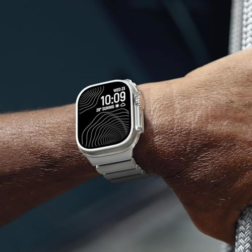 Image of Morofy Titanium Silicone Dual-Layer Link Bands Compatible with Apple Watch Band Ultra 3 /2 /1 49mm 46mm 45mm 44mm Men Women Magnetic Clasp Metal Strap for iwatch Series 11 10 9 8 7 6 5 4 SE (Silver|Black)