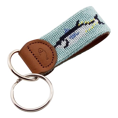 Image of Leather Hand-Stitched Needlepoint Key Fob or Key Chain