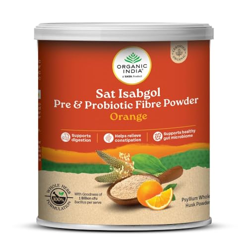 A TATA Product- Organic India Sat Isabgol Pre & Probiotic Fibre Powder Orange, 100g