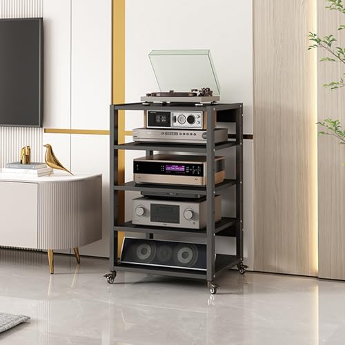 Meuble de rangement multimédia et tour audio moderne en bois