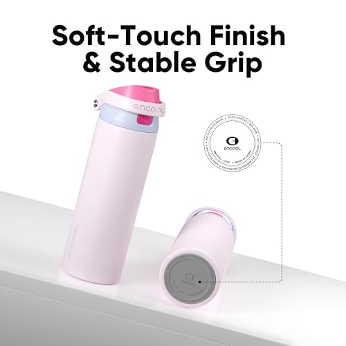Image of ENCOOL Leakproof Insulated Water Bottle with Straw Dual-Sip Water Bottle Bag-Safe Design for Work, Commute & Gym - Keeps Drinks Cold All Day, 32 oz, Lilac Purple