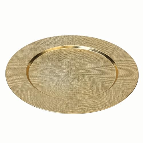 Image of Premium Gold Decorative Charger Plate | Pooja Thali, Gift Hamper Base & Decorative Platter for Dining Table, Home Decor, Wedding & Festive Gifting