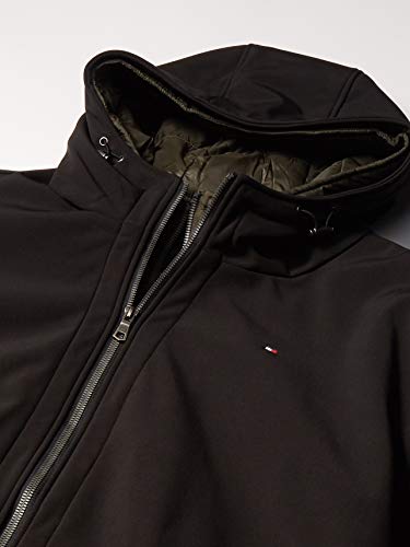 Image of Tommy Hilfiger Men's Soft Shell Fashion Bomber With Contrast Bib and Hood