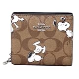レディース二つ折り財布スヌーピー折り畳み ミニ財布 コンパクトスナップ ウォレット シグネチャー キャンバス ウィズ スアウトレット (カーキ) [並行輸入品]