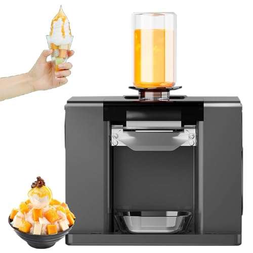 KLYDBMYT Eiscrusher-Maschine 60 kg/24 h mit 750-ml-Behälter und Trichter für Schneekegel, Slush-EIS, Cocktails, Frappés, Eistee und Kaffee