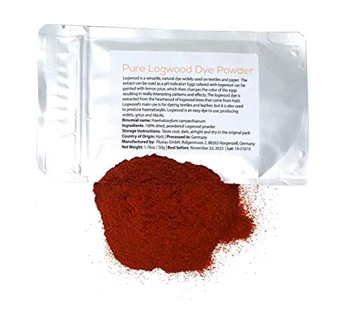Pure Logwood Dye Powder - Logwood Trap Dye, Finely Ground - 100% Natural - Net Weight: 1.76Oz/50G - Blackwood, Bloodwood Tree, Bluewood, Campeachy Wood - Haematoxylum Campechianum #TOP3