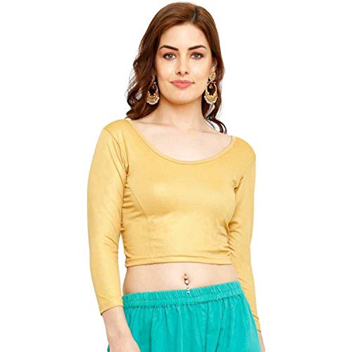Image of Fressia Fabrics Women's Cotton Readymade Saree Blouse Stretchable Crop Top Choli Bustier Top