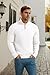 Askdeer Men's Quarter Zip Pullover Sweater Cable Knit Mock Neck Polo Sweater Classic Soft Casual Sweater with Ribbing Edge White