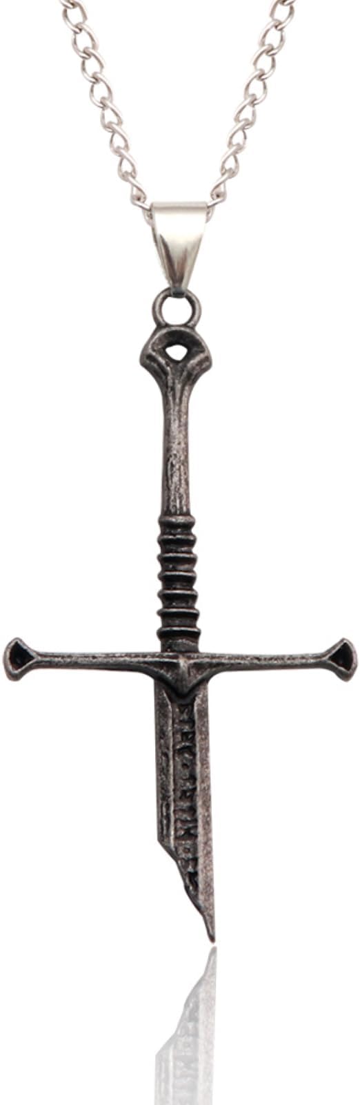 SONGCHANGJEWELRY Narsil Broken Sword Necklace - LOTR Lord Power Pendant - Gothic Cosplay Jewelry Accessories Gift for Man Woman Fans