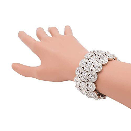 Lavencious Infinity Shape Rhinestone Stretch Bracelet Evening Party Jewelry 7” (Silver) #TOP2