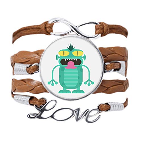 Bracelet extraterrestre en cuir noir tordu et message Love pour passionné d'astronomie