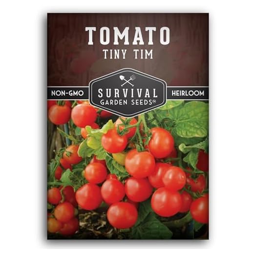 Survival Garden Seeds - Tiny Tim Tomato Seeds for Planting - 1 Pack with Instructions to Grow in Your Home Vegetable Garden - Non-GMO Heirloom Variety