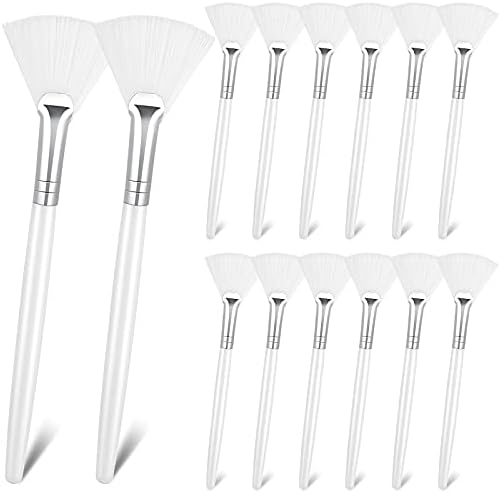 14 Pieces Fan Brushes Facial Applicator Brush Soft Fan Brushes Acid Applicator Brush Cosmetic Makeup Applicator Tools for Mud Cream (White)