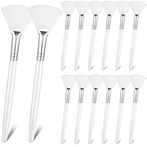 Patelai 14 Pieces Fan Brushes Applicator, Mask Brushes for Facial Makeup Tools for Face Cosmetic(Yellow)