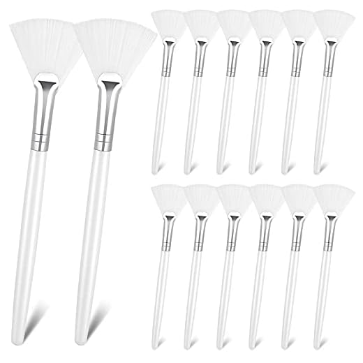 14 Pieces Fan Brushes Facial Applicator Brush Soft Fan Brushes Acid Applicator Brush Cosmetic Makeup Applicator Tools for Mud Cream (White)